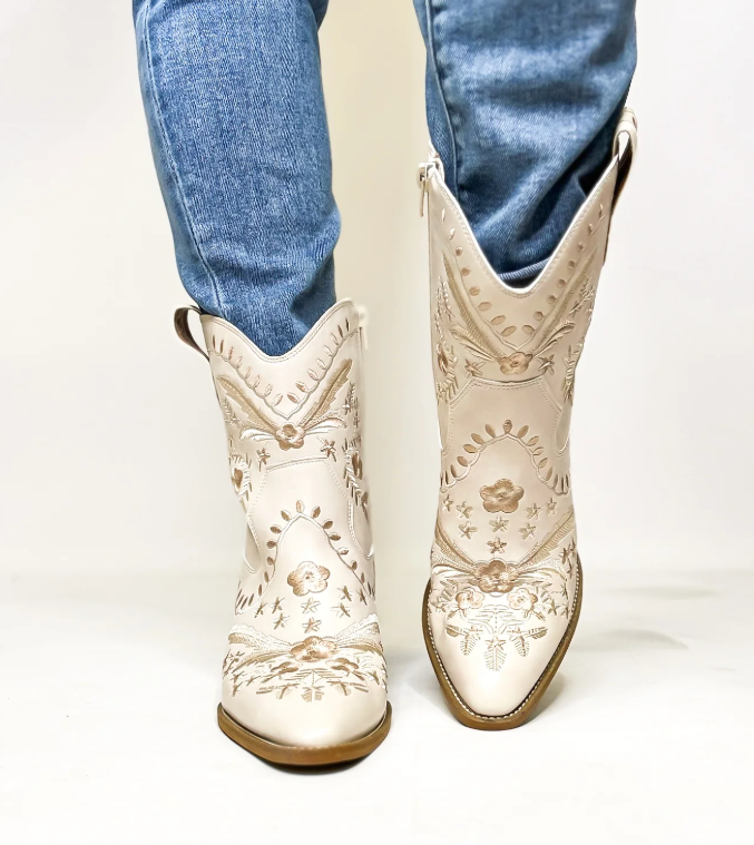 Corkys Let's Go Girls Ivory Embroidered Western Boots