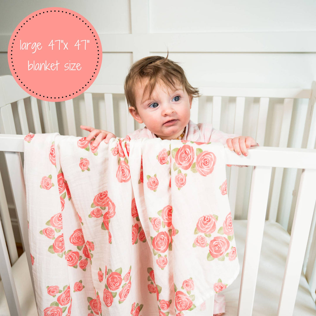 Blooming Elegance Muslin Swaddle Baby Blanket