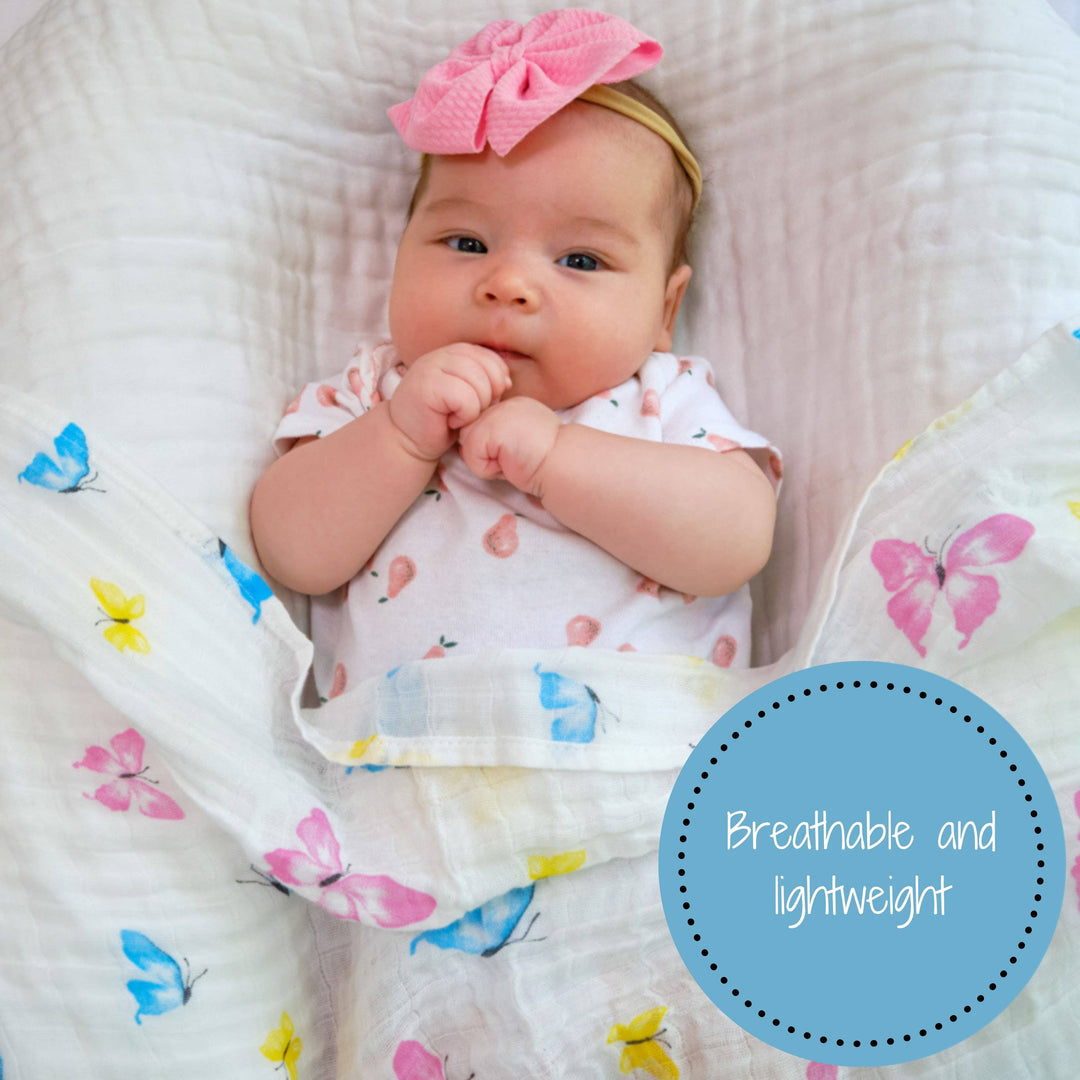 Butterfly Kisses Muslin Swaddle Baby Blanket