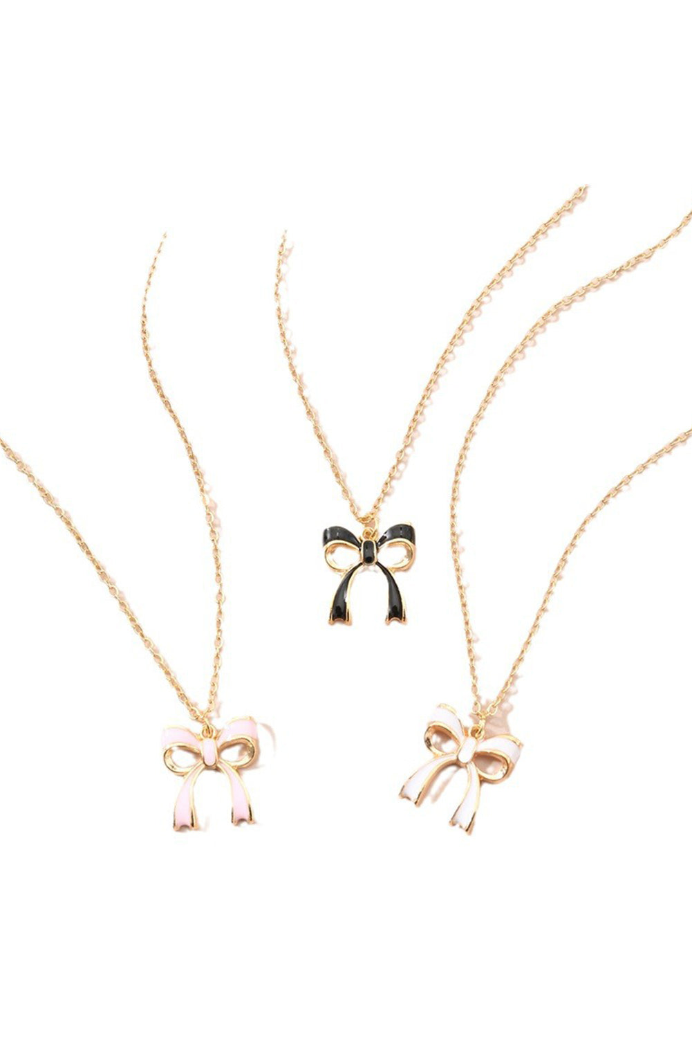 Triple Layered Gold Tone Bow Necklace