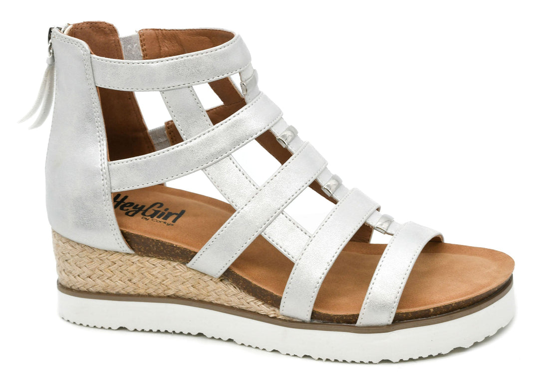 Corkys "Caged Animal" in Silver Wedge Sandal