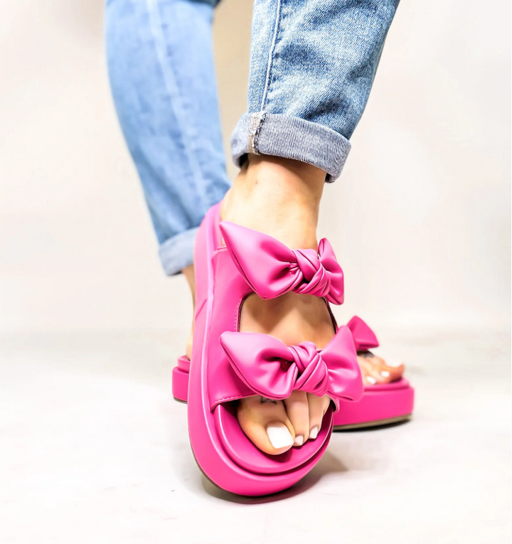 Corkys "Little Bit Knotty" Hot Pink Platform Bow Sandals