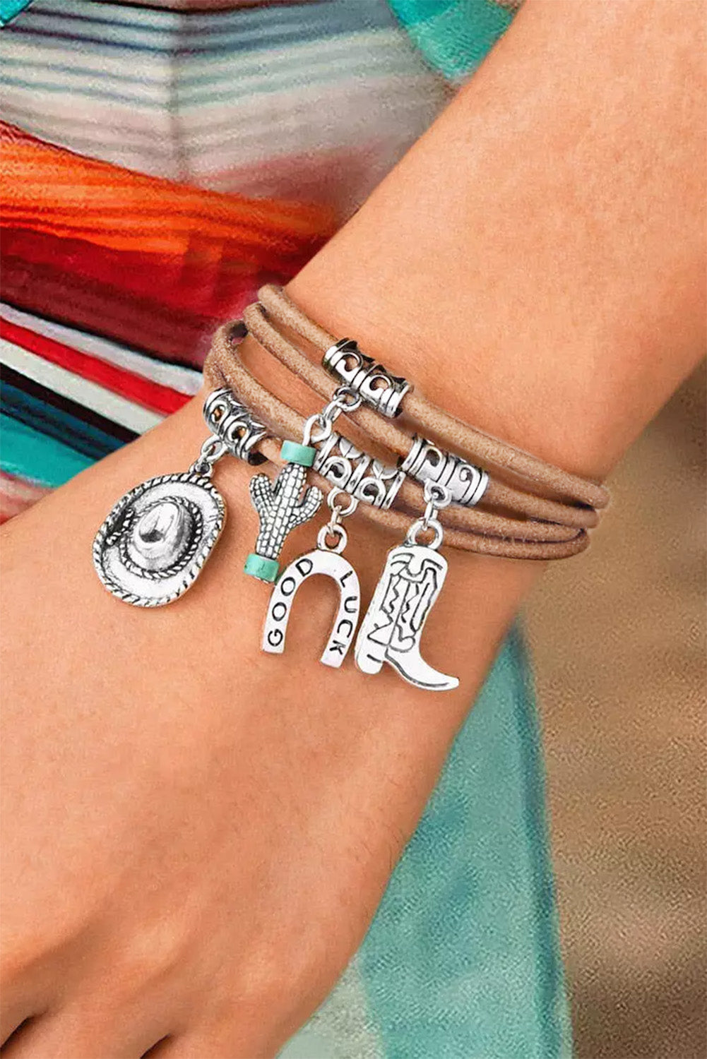 Western Themed Multi-Layered Charm Bracelet