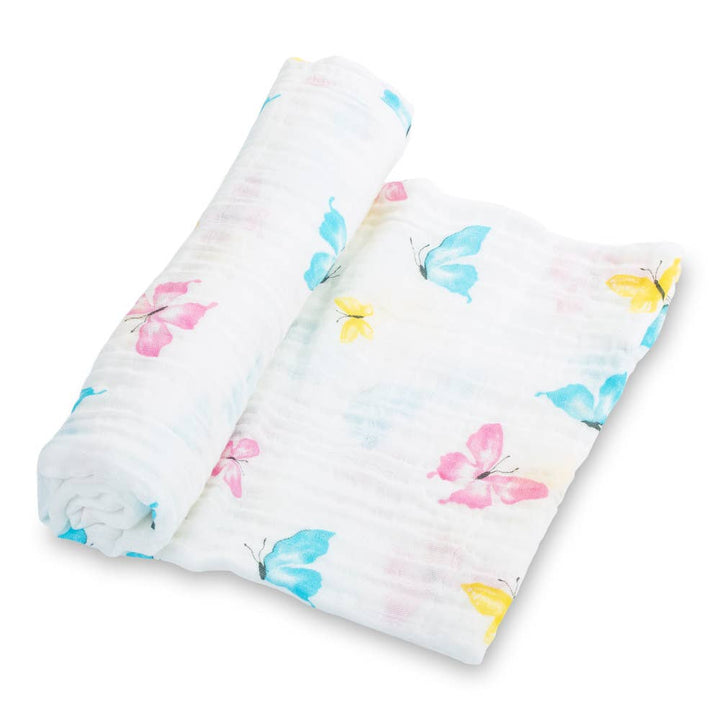 Butterfly Kisses Muslin Swaddle Baby Blanket