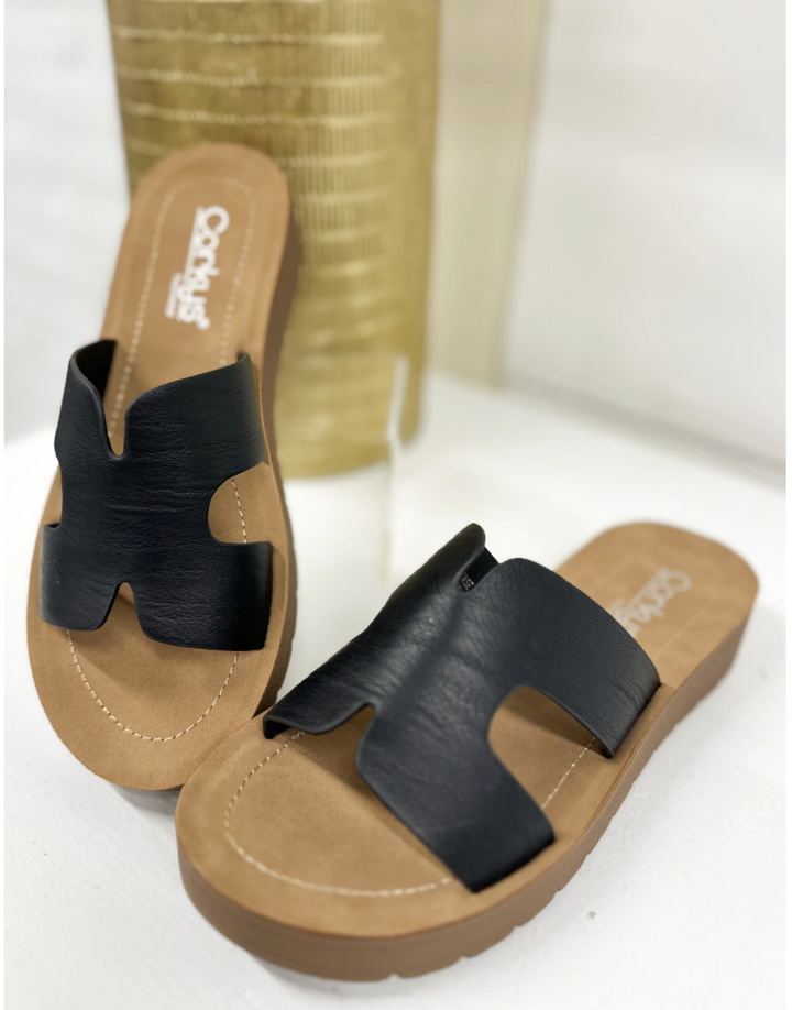 Corkys Hold Please Black Sandals