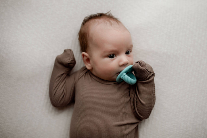 Bamboo - Ribbed Cocoa Brown Ribbed Knotted Gown & Hat