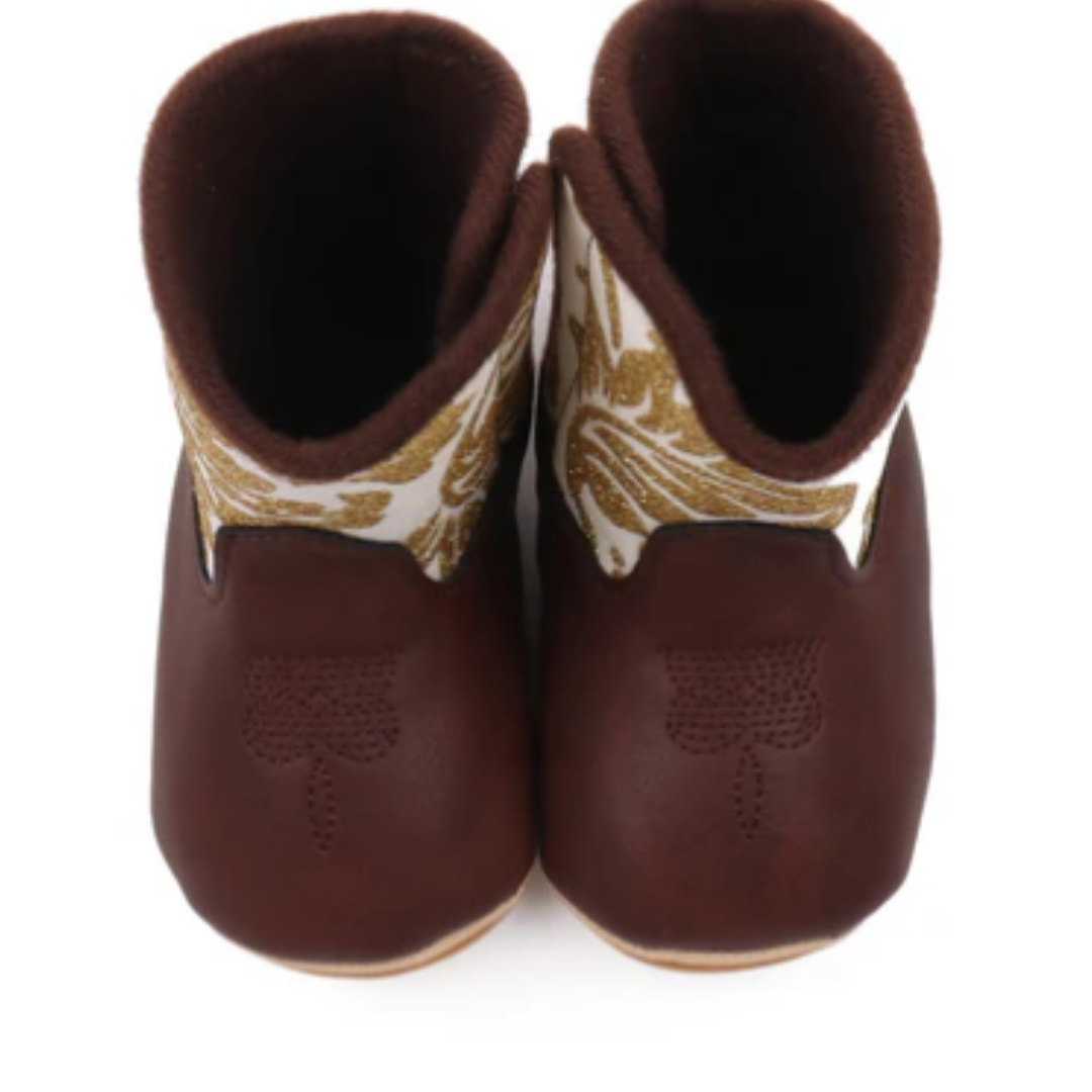 Sparkly Infant Girls Western Boots With Velcro Closure 6-12 Months