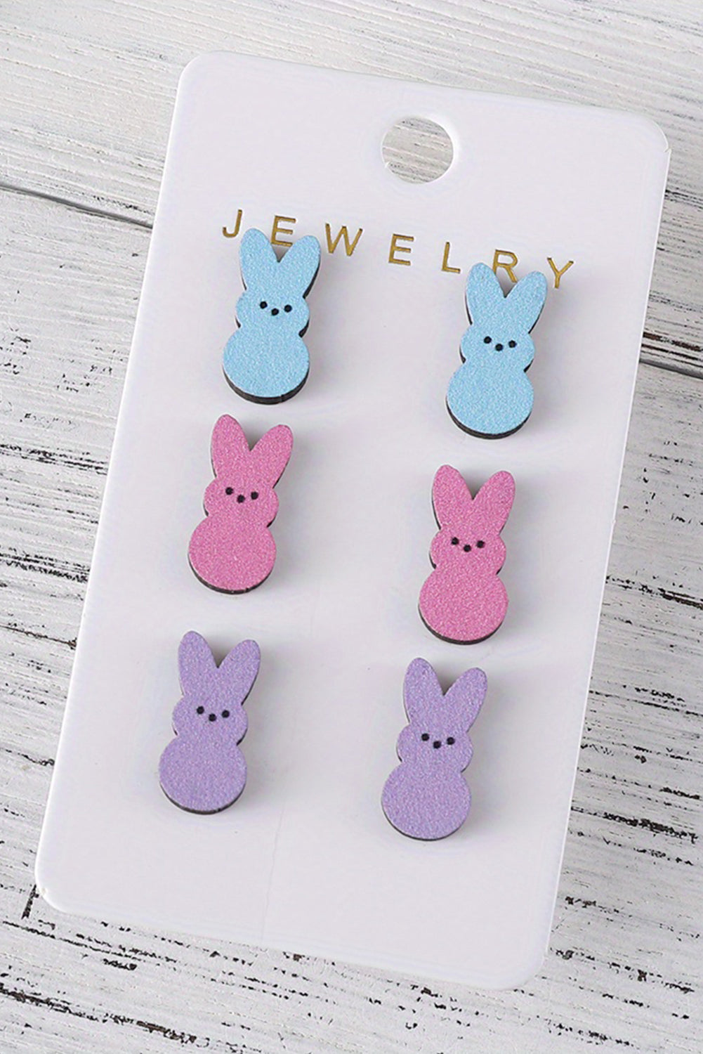 Easter Bunny Pastel Wooden Earrings-3 Sets