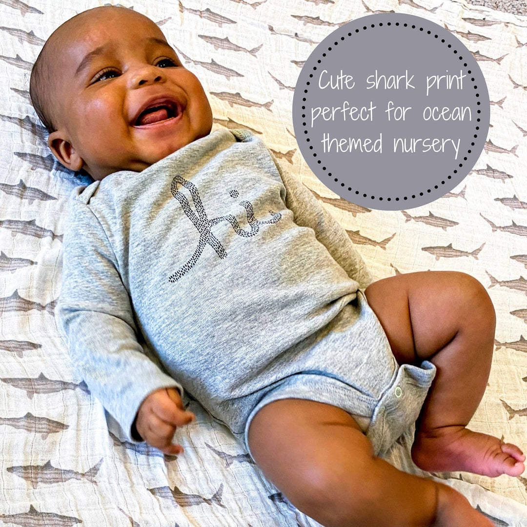 Baby Shark Muslin Swaddle Baby Blanket
