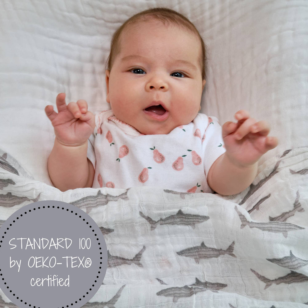 Baby Shark Muslin Swaddle Baby Blanket