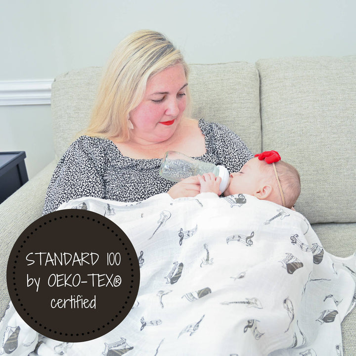 Music Muslin Swaddle Baby Blanket