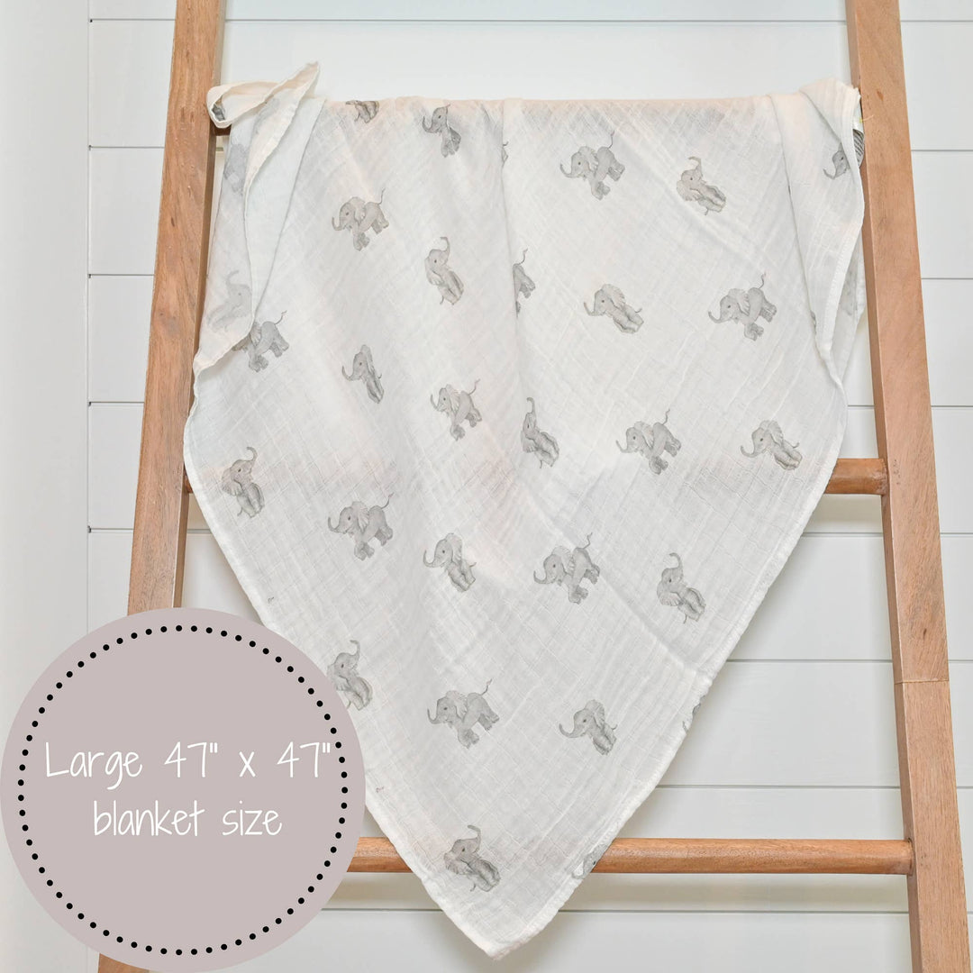 Baby Elephant Muslin Swaddle Baby Blanket