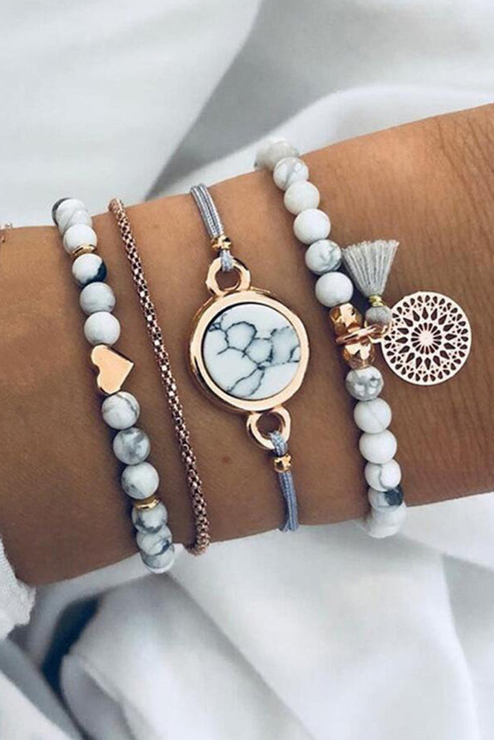 Gray Marble 4 Piece Bracelet Set