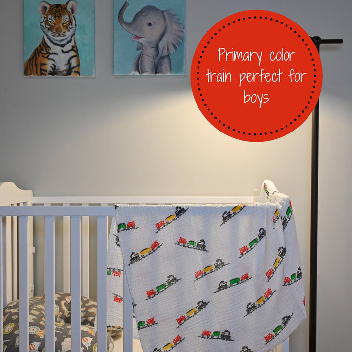 Train "Choo-Choo" Muslin Swaddle Baby Blanket