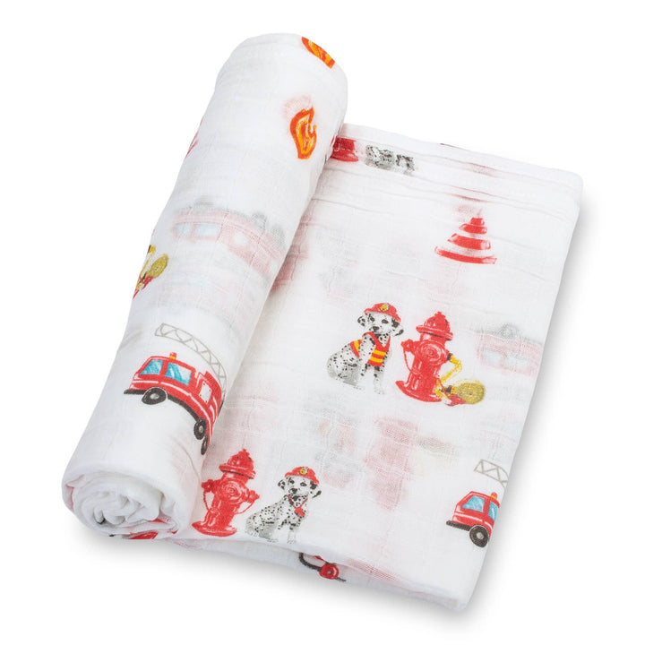 Fireman Muslin Swaddle Baby Blanket