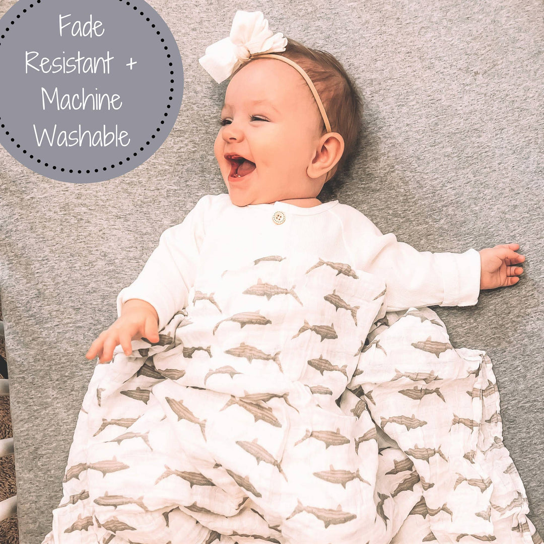 Baby Shark Muslin Swaddle Baby Blanket