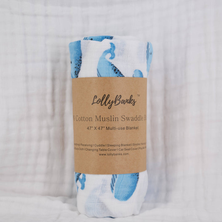 Whale Baby Muslin Swaddle Blanket