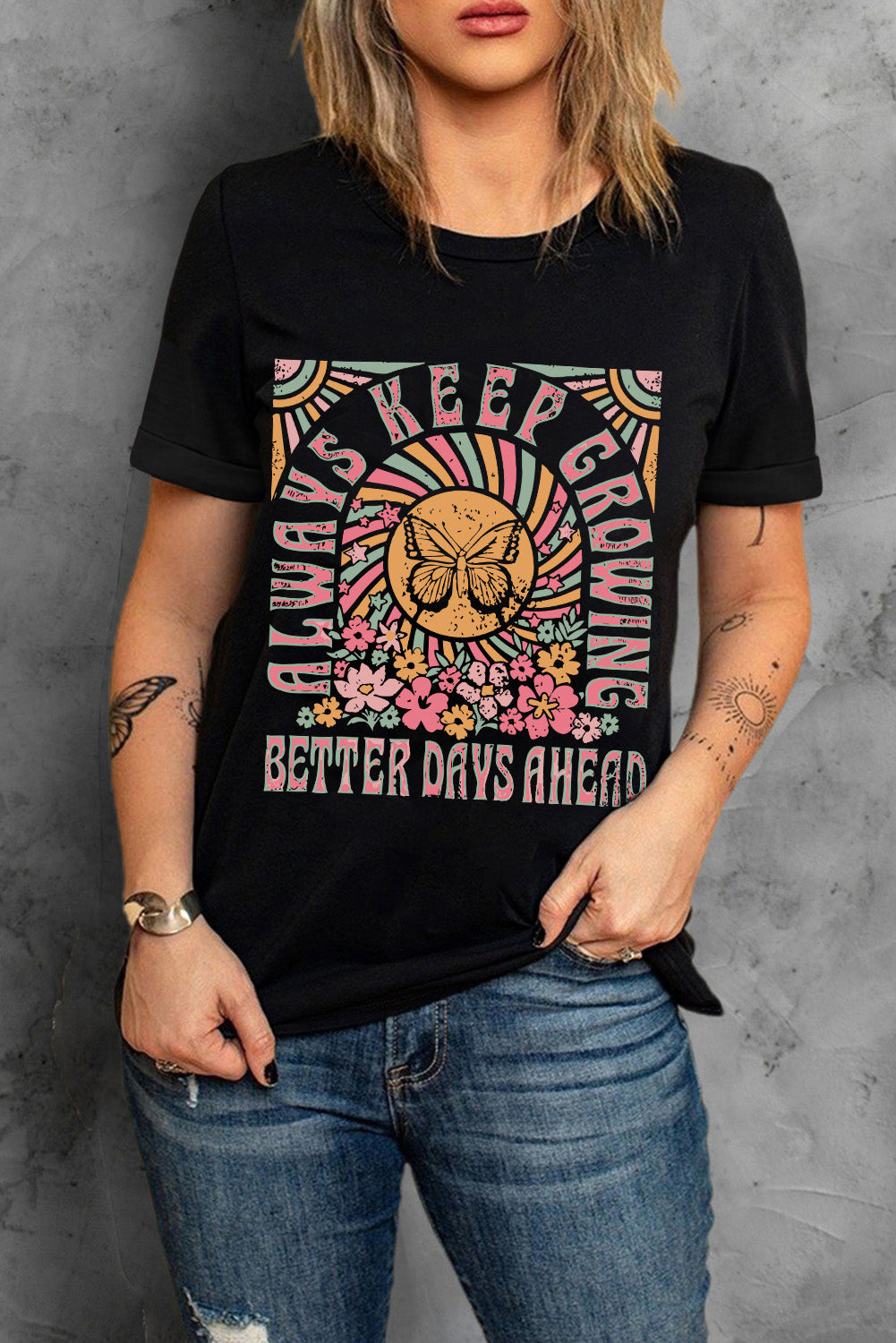 Always Keep Growing-Better Days AheadMineral Washed Ebony Tee