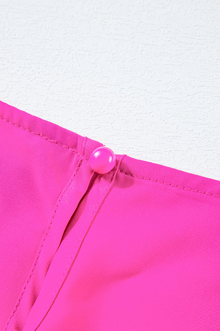 Hot Pink Pleated Layered Flutter Mini Dress