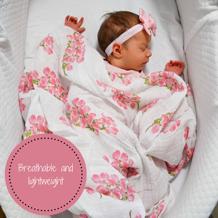 Dogwoods In Bloom Muslin Swaddle Baby Blanket