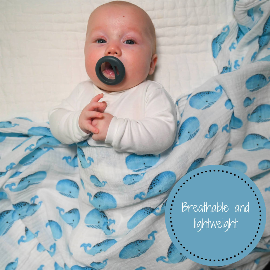 Whale Baby Muslin Swaddle Blanket